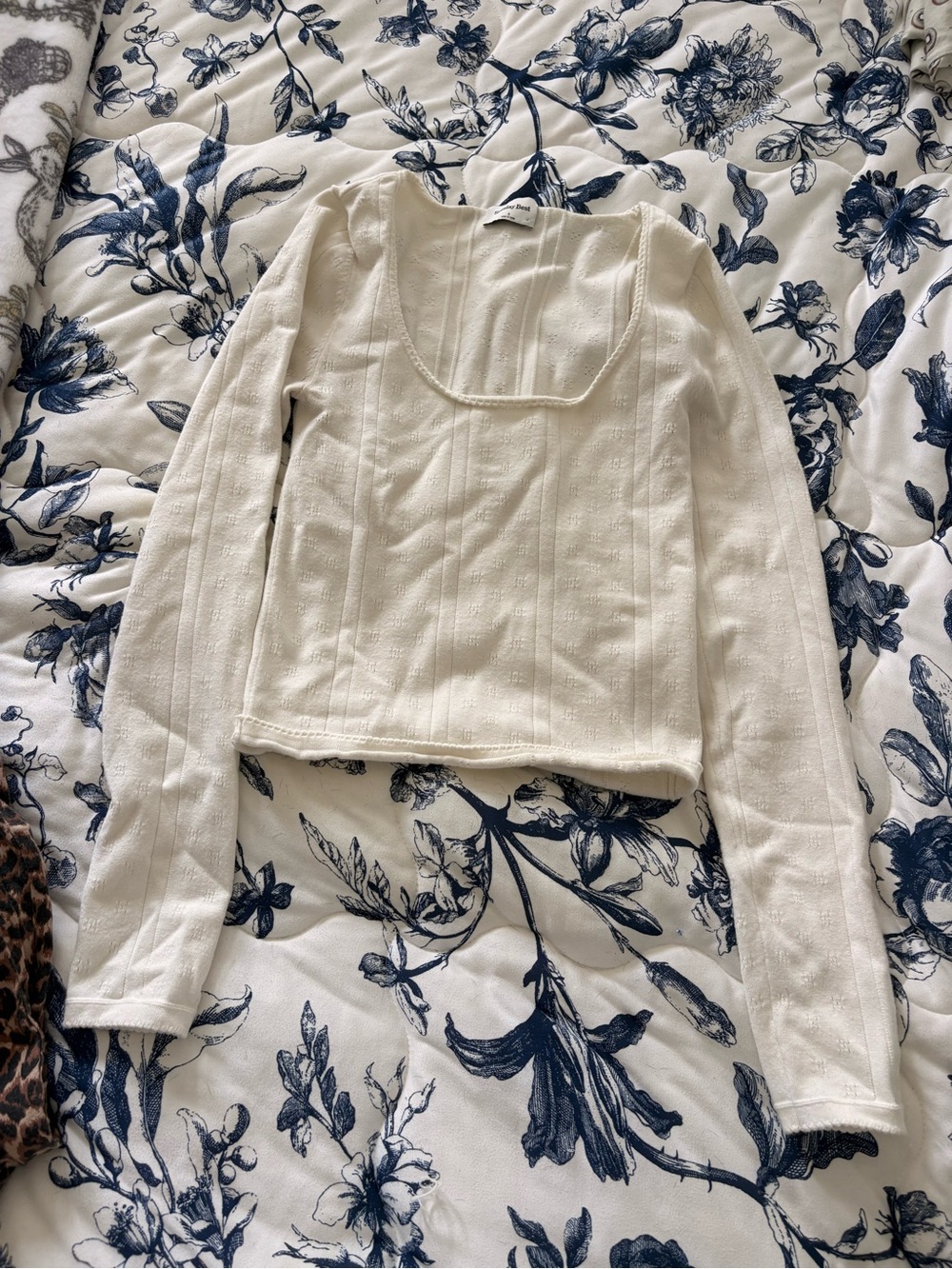 Sunday Best Cream Long Sleeve Scoop Neck Top